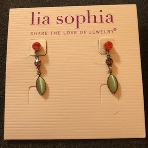 Lia Sophia Gold Red Purple Green Dangle Earrings